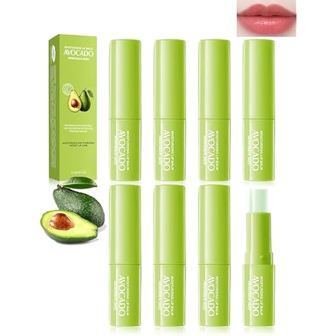 LYSdefeu LIP BALM SET-8PCS AVOCADO HYDRATING LIP BALM, MOISTURIZING SOOTHING CARE LIP MOISTURIZER, IMPROVE DRY & CHAPPED LIPS, COLORLESS NON-STICKY LIP PRIMER, THANKSGIVING LIP CARE GIFT KIT FOR WOMEN GIRL - Image 1